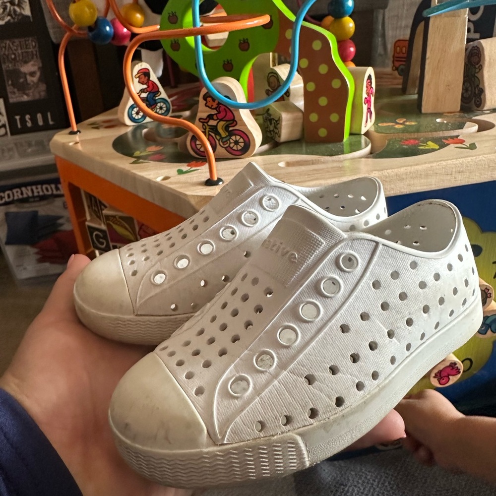 Native Kids White Slip-On Sneakers